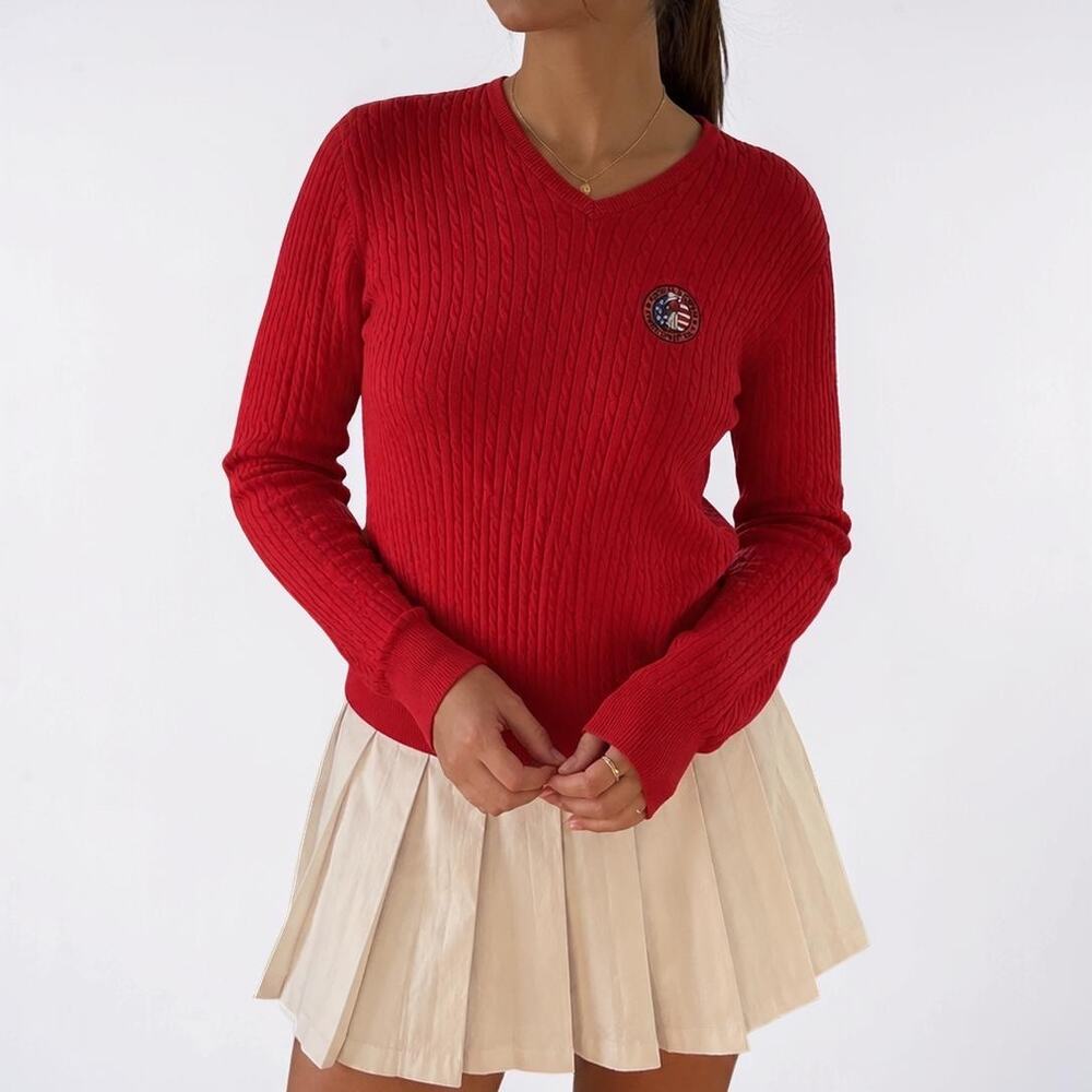 Ashworth 2005 U.S. Open Pinehurst No.2 Cable Knit Sweater Red Medium